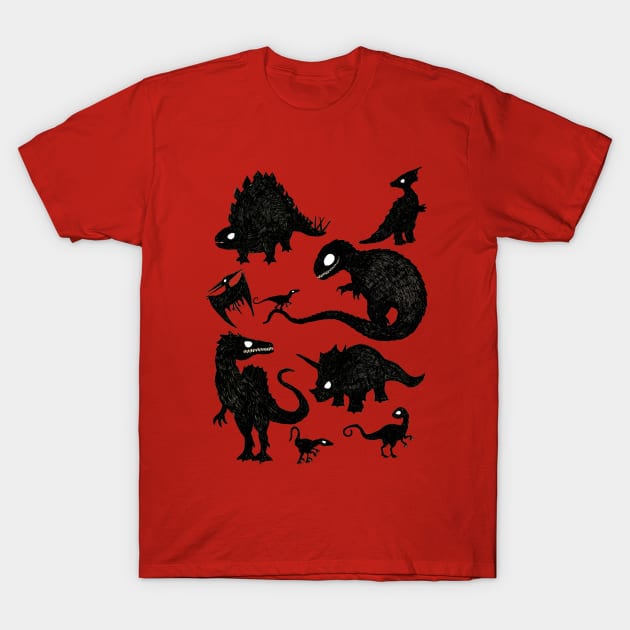 Silhoutted Dinosaurs T-Shirt by djrbennett